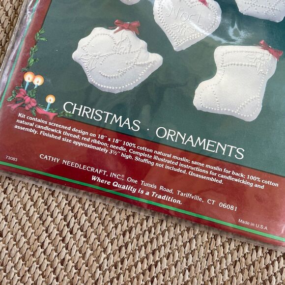 NEW 1980s Cathy Needlecraft Candlewicking Ornament Kit Vintage - Picture 2 of 3